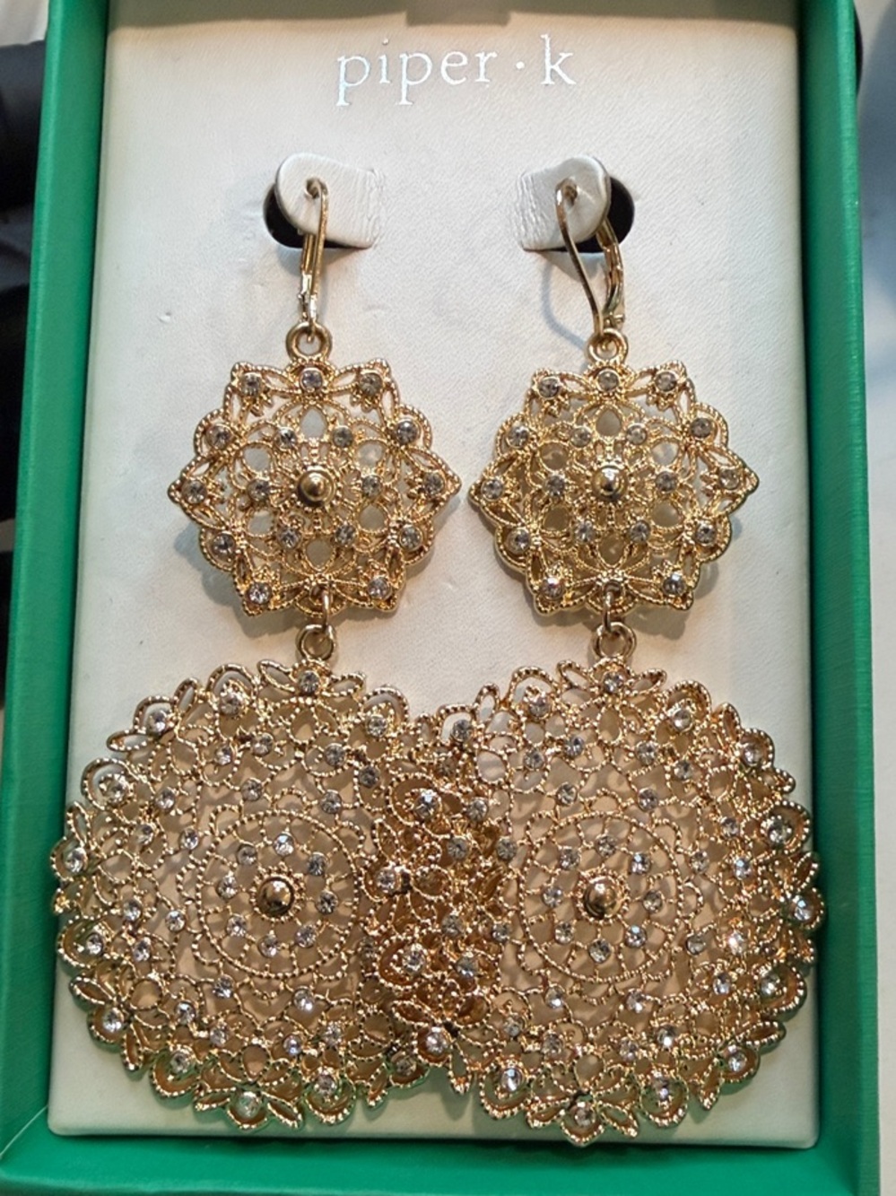 Piper Gold Filigree Lace Drop Earrings and Bracelet